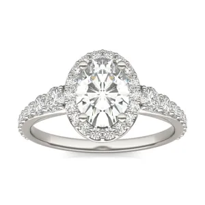 Oval Signature Graduated Halo Engagement Ring image, 