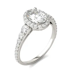 Oval Signature Graduated Halo Engagement Ring image, 