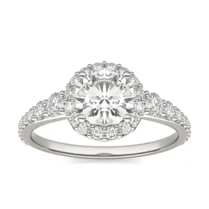 Round Hearts & Arrows Signature Graduated Halo Engagement Ring image, 