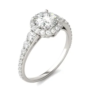 Round Hearts & Arrows Signature Graduated Halo Engagement Ring image, 