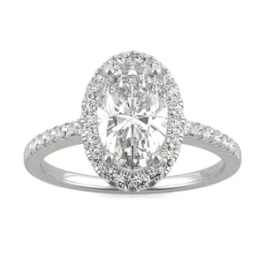 Elongated Oval Eden Halo Engagement Ring image, 