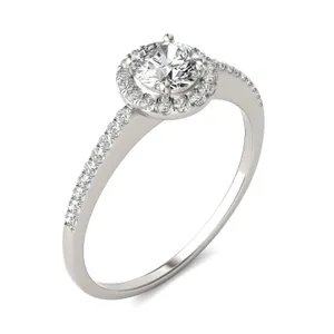 Round Brilliant Eden Halo Engagement Ring Moissanite Engagement Ring image, 