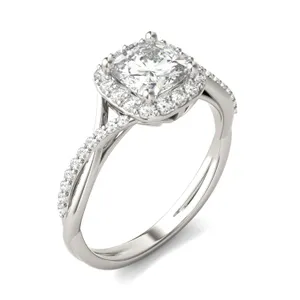 Cushion Hearts & Arrows Signature Twisted Halo Engagement Ring image, 