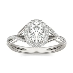 Oval Signature Twisted Halo Engagement Ring image, 