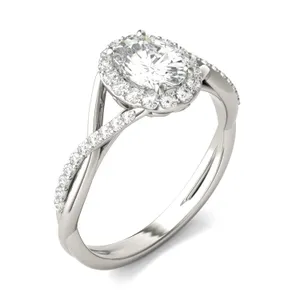 Oval Signature Twisted Halo Engagement Ring image, 