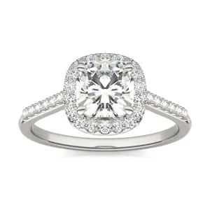 Cushion Hearts & Arrows Signature Accented Halo Engagement Ring image, 