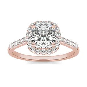 Cushion Signature Accented Halo Engagement Ring image, 