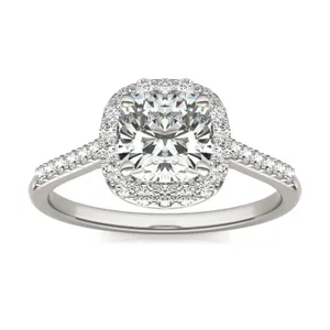 Cushion Signature Accented Halo Engagement Ring image, 