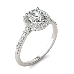 Cushion Signature Accented Halo Engagement Ring image, 