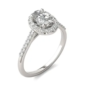 Oval Signature Accented Halo Engagement Ring Moissanite Engagement Ring image, 