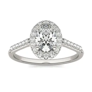 Oval Signature Accented Halo Engagement Ring image, 