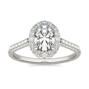 Oval Signature Accented Halo Engagement Ring image, 