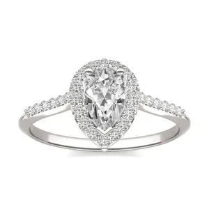 Pear Signature Accented Halo Engagement Ring image, 