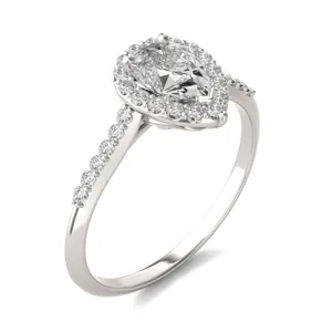 Pear Signature Accented Halo Engagement Ring image, 