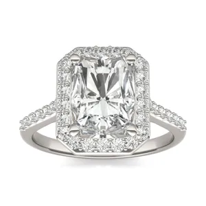 Radiant Signature Accented Halo Engagement Ring image, 