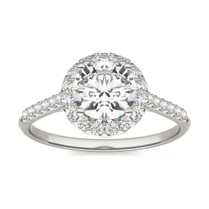 Round Hearts & Arrows Signature Accented Halo Engagement Ring image, 