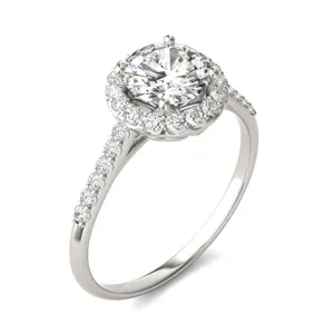 Round Hearts & Arrows Signature Accented Halo Engagement Ring image, 