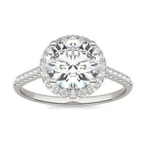 Round Hearts & Arrows Signature Accented Halo Engagement Ring image, 