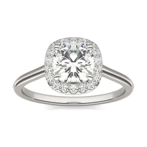 Cushion Hearts & Arrows Signature Halo Engagement Ring image, 