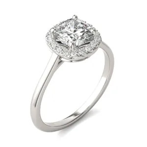 Cushion Hearts & Arrows Signature Halo Engagement Ring image, 