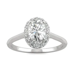 Oval Signature Halo Engagement Ring image, 