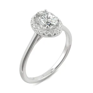 Oval Signature Halo Engagement Ring image, 