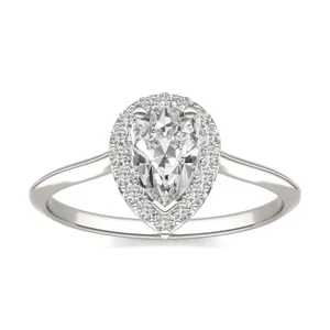 Pear Signature Halo Engagement Ring image, 