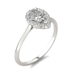 Pear Signature Halo Engagement Ring image, 