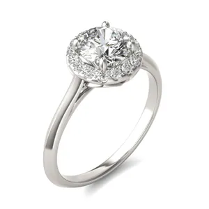 Round Brilliant Signature Halo Engagement Ring image, 