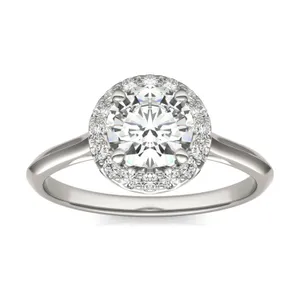 Round Hearts & Arrows Signature Halo Engagement Ring image, 