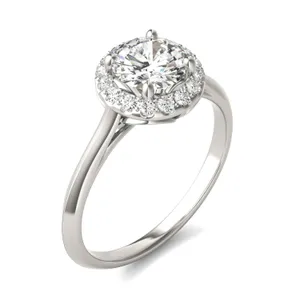 Round Hearts & Arrows Signature Halo Engagement Ring image, 