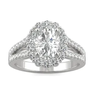 Oval Signature Split Shank Accented Halo image, 