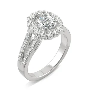Oval Signature Split Shank Accented Halo image, 