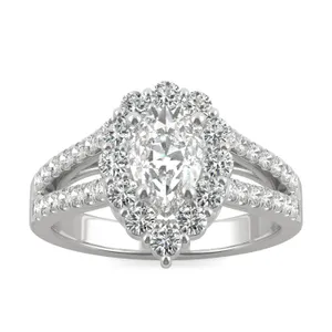 Pear Signature Split Shank Accented Halo image, 