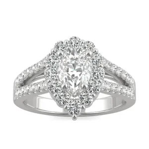 Pear Signature Split Shank Accented Halo Engagement Ring image, 