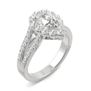 Pear Signature Split Shank Accented Halo image, 