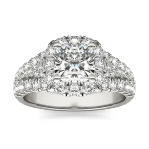 Cushion Signature Pavé Accented Halo Engagement Ring image, 