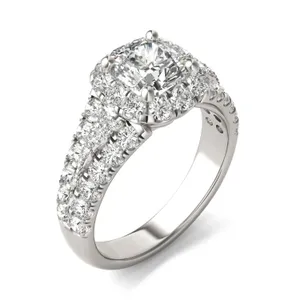 Cushion Signature Pavé Accented Halo Engagement Ring image, 