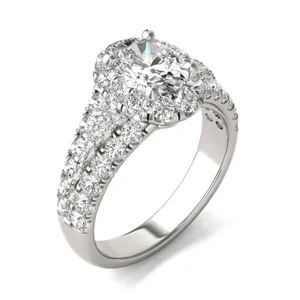 Oval Signature Pavé Accented Halo Engagement Ring image, 