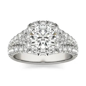 Round Brilliant Signature Pavé Accented Halo image, 
