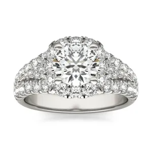 Round Brilliant Signature Pavé Accented Halo image, 