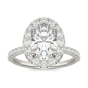 Elongated Oval Elevated Halo Engagement Ring image, 