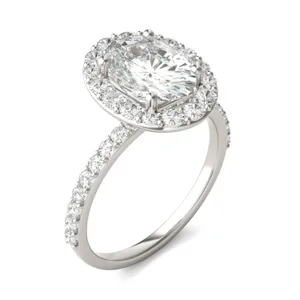 Elongated Oval Elevated Halo Engagement Ring image, 