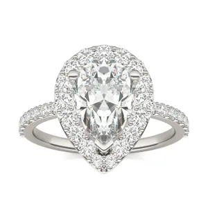 Pear Elevated Halo Engagement Ring image, 