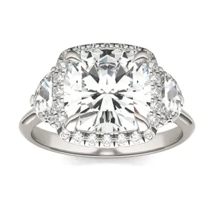 Cushion Luna Halo Engagement Ring image, 