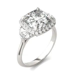 Cushion Luna Halo Engagement Ring image, 