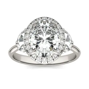 Oval Luna Halo Engagement Ring image, 