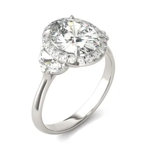 Oval Luna Halo Engagement Ring image, 