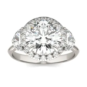 Round Brilliant Luna Halo Engagement Ring image, 