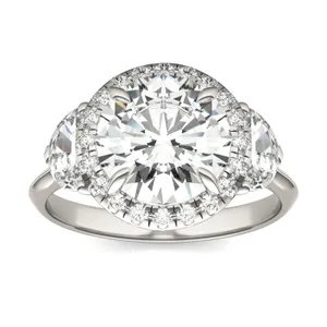 Round Brilliant Luna Halo Engagement Ring image, 